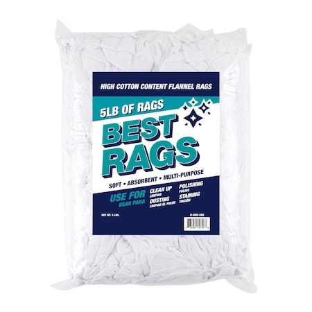 Monarch RW80 Flannel Reclaimed Rags White - 5lb Bag R-W80-5B